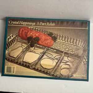 Indiana Glass Crystal Happenings 5-Part Relish Tray 3678 In Original Box